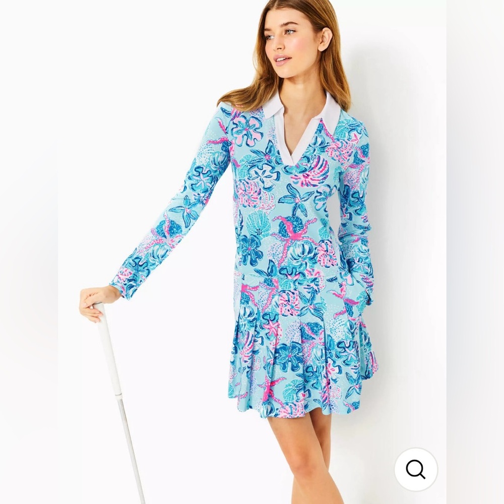 🩵🩷Lilly Pulitzer Luxletic Turtle Club Dress Multi Beachcomber